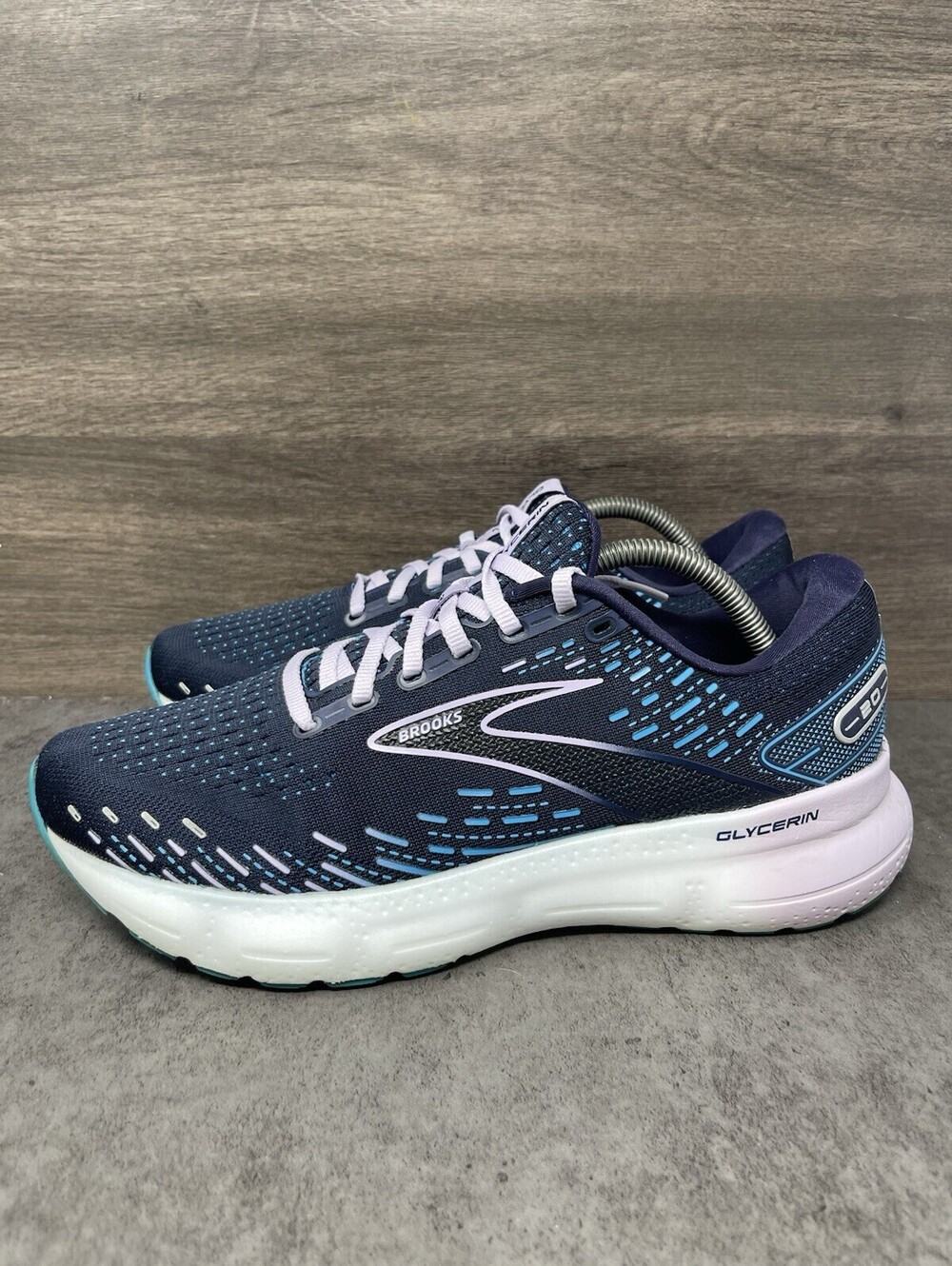 Brooks Glycerin 20 Womens Size 11 B Navy Blue Aqua Running Shoes DNA LOFT v3